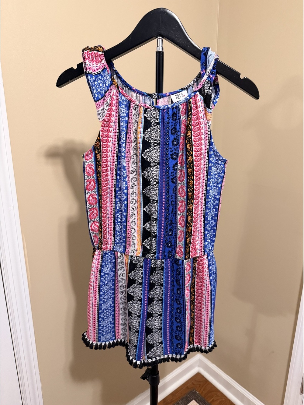 Joey B Colorful Boho Patchwork Sleeveless Girls Romper Size 10/12